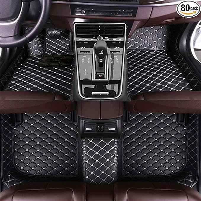 TREGOO All-Weather Anti Slip Floor mat is Suitable mats for floo of All for Tesla Models from 2012 to 2025 (Black and White)