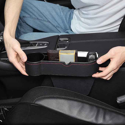 Car Seat Gap Filler Organizer for Tesla Model 3/Model S/Model X/Model Y/Cybertruck/Roadster Seat Organizer Auto Leather Cup Holder Gap Organizer,Burgundy-2pcs