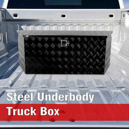49 Inch Aluminum Trailer Tongue Tool Box 5 Bar Tread Wide Utility ToolBox for Pick Up Truck RV Storage Organizer Tool Box with Lock and Keys - 49"X15"X18.5" Black