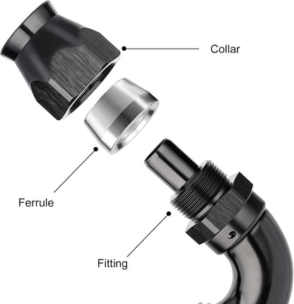 EVIL ENERGY 12AN 120 Degree PTFE One Piece Full Flow End Hose Fitting Aluminum Black