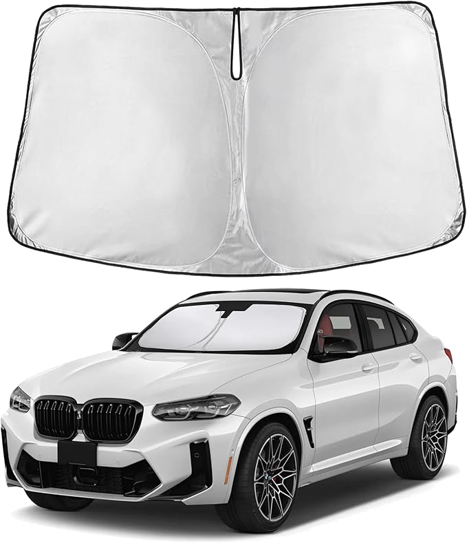 EcoNour Windshield Sun Shade Compatible for BMW X4 2019-2025 Front Window Sunshade Foldable Sun Visor UV & Heat Blocking Protection