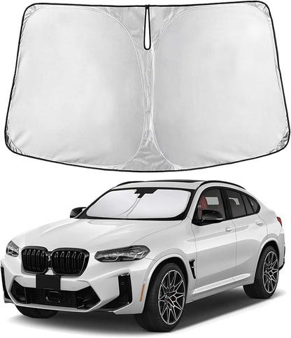 EcoNour Windshield Sun Shade Compatible for BMW X4 2019-2025 Front Window Sunshade Foldable Sun Visor UV & Heat Blocking Protection