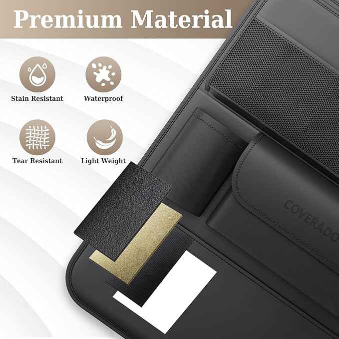 Coverado Car Backseat Organizer(2 Packs) with Tablet Tray, Nappa Leather Organizer for Car Seat Back, Waterproof Car Seat Organizer with Touch Screen, Seat Protector Kick Mats for Kids