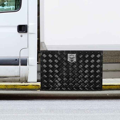 VEVOR Underbody Truck Box, 48" x 24" x 24" Pickup Storage Box, Heavy Duty Aluminum Diamond Plate Tool Box with Lock and Keys, Waterproof Trailer Storage Box with T-Handle Latch for Truck, Van, Trailer