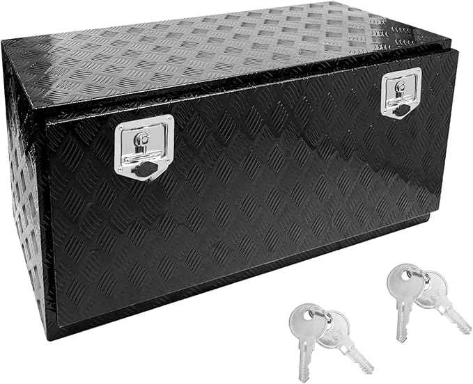 36" x 18" x 18" Truck Tool Box Pickup Truck Bed Toolbox Heavy Duty Aluminum Underbody Truck Box Compatible With RV Trailers Storage Organizer with Lock & Keys Black