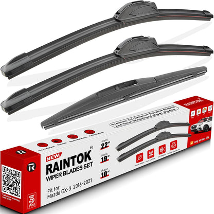 Windshield Wiper Blades Replacement for Mazda CX3 CX-3 2016 2017 2018 2019 Original Factory Quality Front Rear Wipers Blade Set for My Car - 22" 19" 10" (Pack of 3)