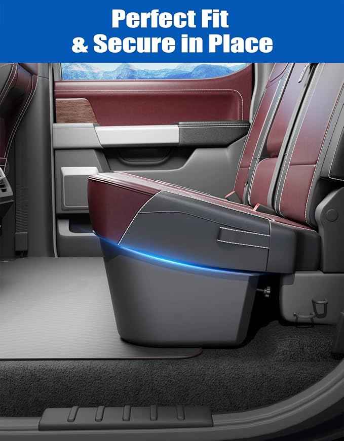 Wonderdrive Under Seat Storage Box Fit for 2015-2026 Ford F-150 F150 SuperCrew Cab, 2017-2026 F-250/F-350/F-450/F-550 Super Duty, Upgraded Rear Truck Underseat Organizer Cargo Box