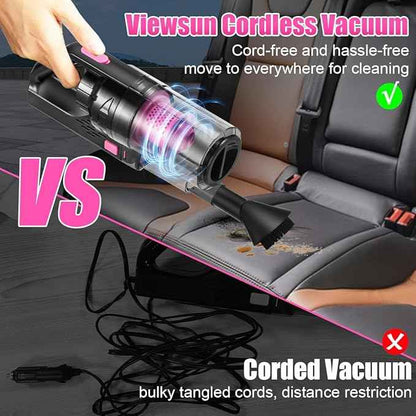 Viewsun Car Vacuum Cordless Rechargeable, 8000PA High Power Handheld Vacuum Cleaner with 17PCS Car Cleaning Kit, Pink Auto Accessories for Women Gift