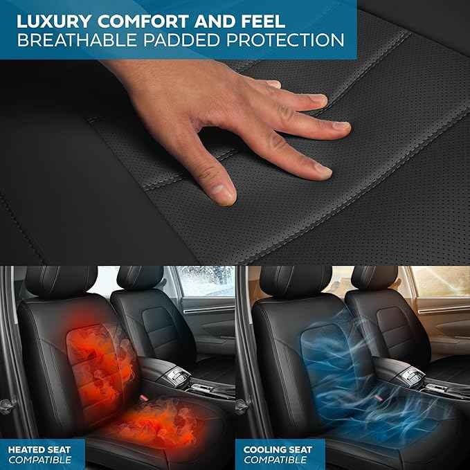 Classic Edition Faux Leather Seat Covers for Cars, Trucks, & SUV – 2 Black Car Seat Covers for Front Seats - Universal Fit Car Accessories Interior Protector for Most Vehicles