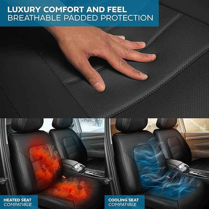 Classic Edition Faux Leather Seat Covers for Cars, Trucks, & SUV – 2 Black Car Seat Covers for Front Seats - Universal Fit Car Accessories Interior Protector for Most Vehicles