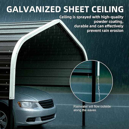 12x20 FT Oversized Metal Carport, Heavy-Duty Car Garage with Enhanced Base & Reinforced Supports, All-Weather Outdoor Shelter for Cars, RV, Trucks, Boats, Dark Gray
