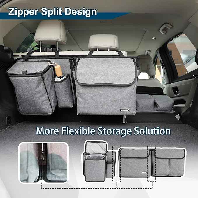 Deluxe Trunk and Backseat Organizer for Medium or large size SUVs & RVs, Detachable Storage Modules with Built-in Cooler, Patent Pending