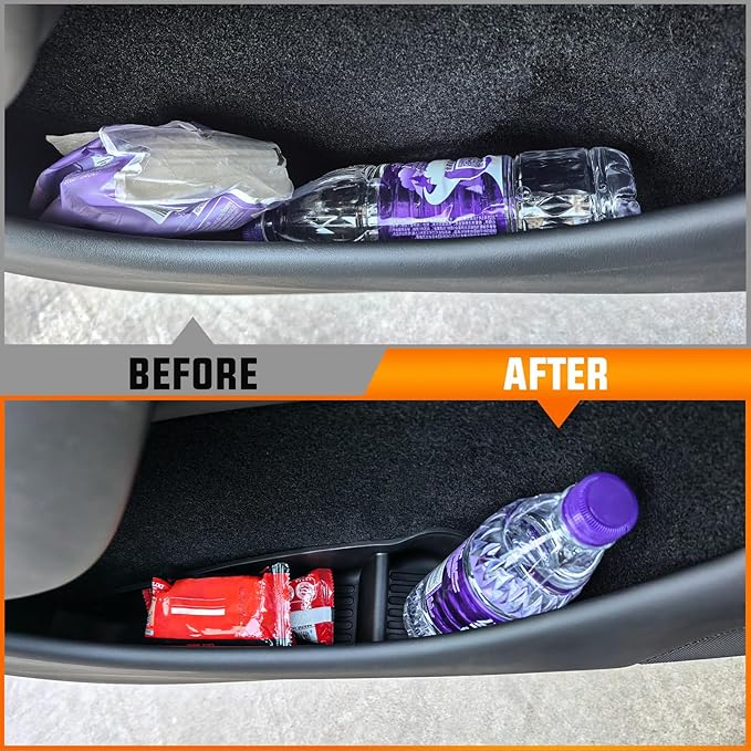 4 Pcs Door Side Storage Box Organizer Trays for New Tesla Model Y Juniper Accessories 2025 2026 Front & Rear TPE Door Pocket Liner Protector with Anti-Slip Design