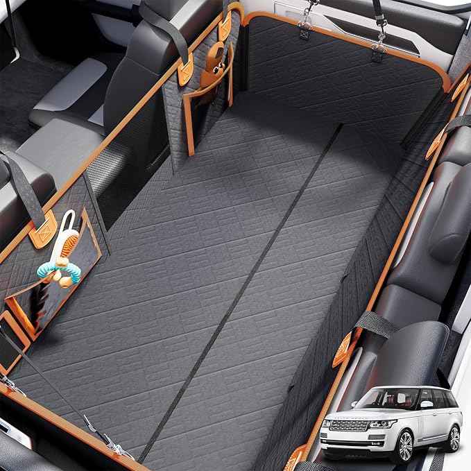 Doglike Military-Grade Dog Car Seat Cover for Back Seat, Hard Bottom Dog Hammock for Car, Pet Bed Extender for 2-4 Large Dogs, Waterproof Seat Protector, L Size Fits for SUV Medium Truck