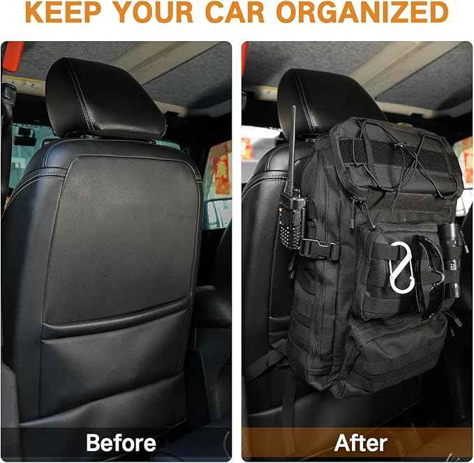 Universal Tactical Vehicle Back Seat Organizer Tactical Backpack with Multi-Pockets MOLLE Backpack