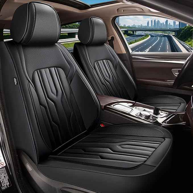 YORKENIC Fit for Chevrolet Chevy Blazer Seat Covers Front Set 2019-2025 2026: Breathable Leather Car Seat Covers Compatible Airbag (2 Front Set, Black)