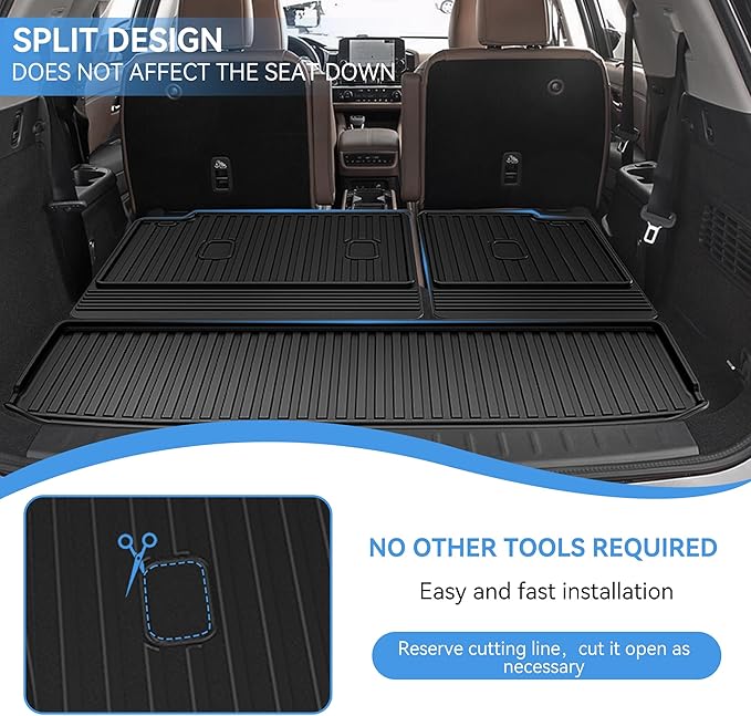 Cargo Mat & Backrest Mat Compatible with 2022-2026 Nissan Pathfinder Cargo Liner Trunk Mat TPE All Weather Back Seat Cover Protector 2024 Pathfinder Accessories (Trunk Liner + Backrest Mat)