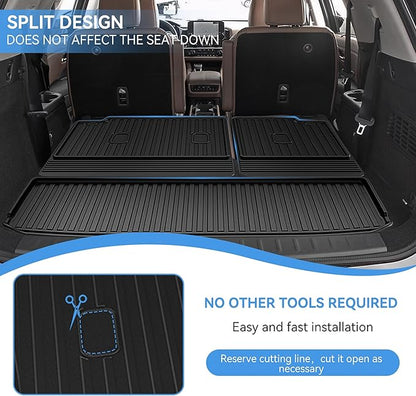 Cargo Mat & Backrest Mat Compatible with 2022-2026 Nissan Pathfinder Cargo Liner Trunk Mat TPE All Weather Back Seat Cover Protector 2024 Pathfinder Accessories (Trunk Liner + Backrest Mat)