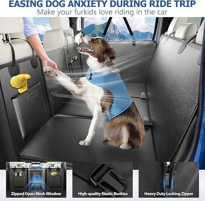 XL Truck Back Seat Extender for Dogs, Upgraded Anti-Scratch PU Leather, Dog Car Seat Cover for Back Seat with Hard Bottom, Pet Seat Covers for Trucks, Waterproof Dog Hammock for Crew Cab Truck