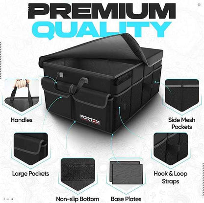 FORTEM Trunk Organizer For SUV Car Trunk Organizer, Foldable Storage, Car Accessories for Women Men, Collapsible Bag, Perfect Christmas Gifts, 600D Oxford, Non Slip Bottom, Straps, Soft Cover (45L)