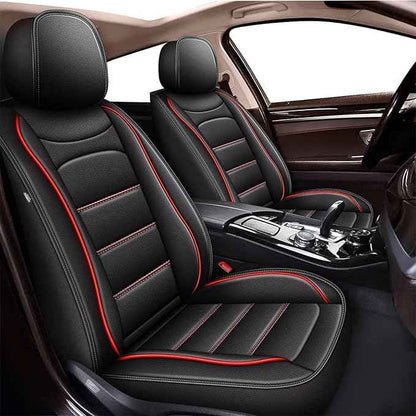 Car Seat Covers Fit for Hyundai Venue 2020-2024 2025 2026: Luxury Leather Automotive Front Seat Covers, Car Seat Protector(2PCS Front, Black&Redline)