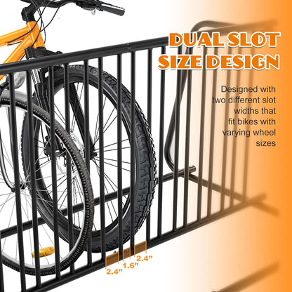 Floor Bike Rack, 60" Double-Sided Grid Bike Rack Stand, 10-Bike Freestanding Bicycle Storage Holder for Outdoor Garages Streets Yards Bike Events