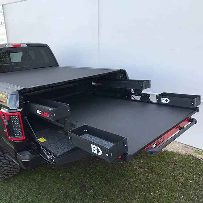 Bedslide Bedbin Mini Kix Truck Bed Organizer, Storage Bin Attachments, 2 Boxes for Additional 7x18 Inches of Space on Each Side, Black
