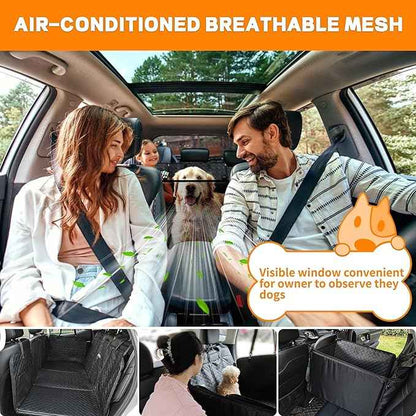 Back Seat Extender for Dogs,Waterproof Dog Car Seat Cover Protector with Mesh Window,Large Space Hammock for Car SUV Truck Dog Travel