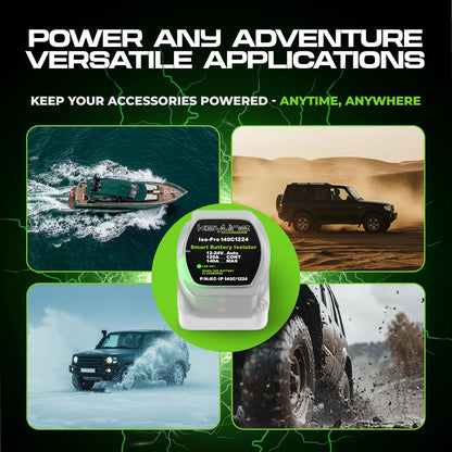 Dual Battery Isolator Kit 12V - 140 Amp Multi-voltage 12v or 24v Kit (VSR) for Dual Battery Setup - Automatic Disconnect Switch for Car, Truck, RV, UTV, ATV, Marine - Battery Wiring Kit