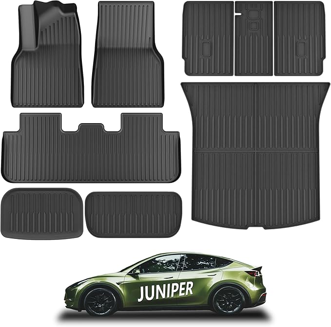 KARPAL Floor Mats for Tesla Model Y Juniper 2025 2026 5-Seater (Not Fit 7 Seats), All Weather TPE Floor Liners Front & Rear Trunk Cargo Mat Backrest Mat, Model Y Juniper Accessories 9-PCS
