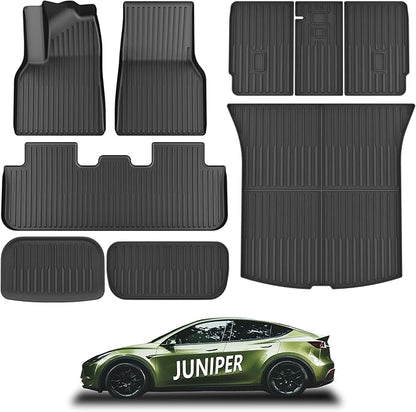 KARPAL Floor Mats for Tesla Model Y Juniper 2025 2026 5-Seater (Not Fit 7 Seats), All Weather TPE Floor Liners Front & Rear Trunk Cargo Mat Backrest Mat, Model Y Juniper Accessories 9-PCS