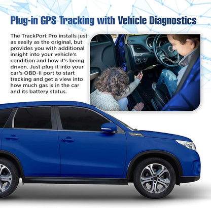 Brickhouse Security TrackPort Pro - Diagnostic GPS Tracker for Vehicles, Car Location, Speed, Battery Health, Mileage, Vehicle Diagnostic Data Report - Plugs into OBD Port - Subscription Required
