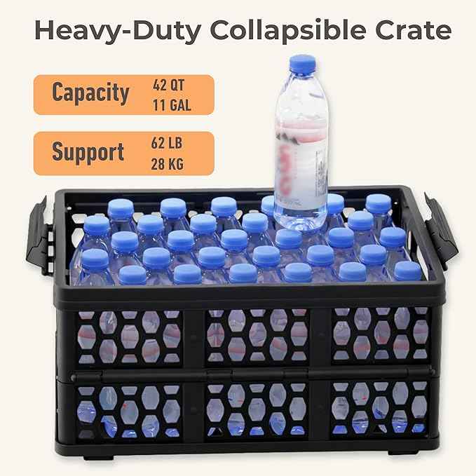 Mymazn Trunk Crate Organizer with Cooler for Car, Collapsible Plastic Trunk Lid Organizer Box for Travel, Groceries, Sports, Home, Tailgating | Removable Insulated Cooler Set