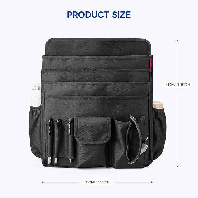 YOOFAN Universal Front Seat Organizer for Car & Truck - Black 600D Oxford Fabric with Tablet Sleeve, Cup Holders & Multi-Compartment Storage | Ideal for SUV, Work Truck, Mobile Office & Travel Use