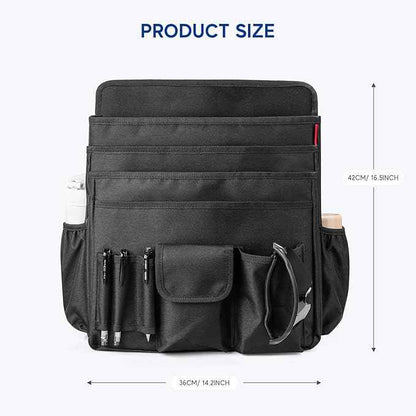 YOOFAN Universal Front Seat Organizer for Car & Truck - Black 600D Oxford Fabric with Tablet Sleeve, Cup Holders & Multi-Compartment Storage | Ideal for SUV, Work Truck, Mobile Office & Travel Use