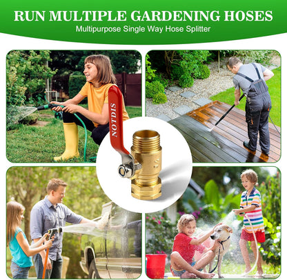 Brass Garden Hose Shut Off Valve with Full-Flow Design - Heavy Duty 3/4" GHT Connector, 304 Stainless Steel Handle - 2 Pack (Corrosion-Resistant)