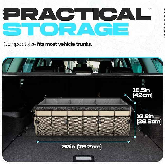 FORTEM Trunk Organizer with Cooler For SUV Car Trunk, Foldable Storage, Car Accessories for Women Men, Collapsible Bag, Perfect Christmas Gifts, 600D Oxford, Non Slip Bottom, Straps, Soft Cover (105L)