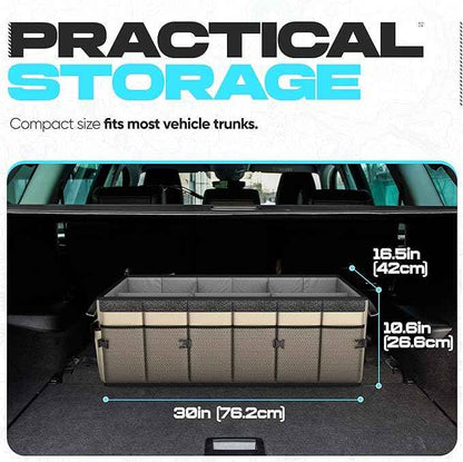 FORTEM Trunk Organizer with Cooler For SUV Car Trunk, Foldable Storage, Car Accessories for Women Men, Collapsible Bag, Perfect Christmas Gifts, 600D Oxford, Non Slip Bottom, Straps, Soft Cover (105L)