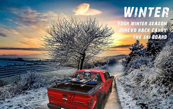 Truck Rack with Two Cross Bars and Four Brackets for Pickup Bed, Universal Aluminum Black Bar Length Adjustable from Min 49” to Max 64” Works with Tonneau Cover that Mounts on Top of Rails