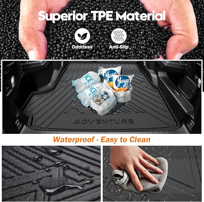 KUST Floor Mats Cargo Mat for 2025 2026 Toyota 4Runner 5 Seats (No Hybrid/EV or i-Force MAX), All Weather Rear Trunk Liner with Backrest Mat for 4Runner Accessories TPE Rubber High Edge 6PCS