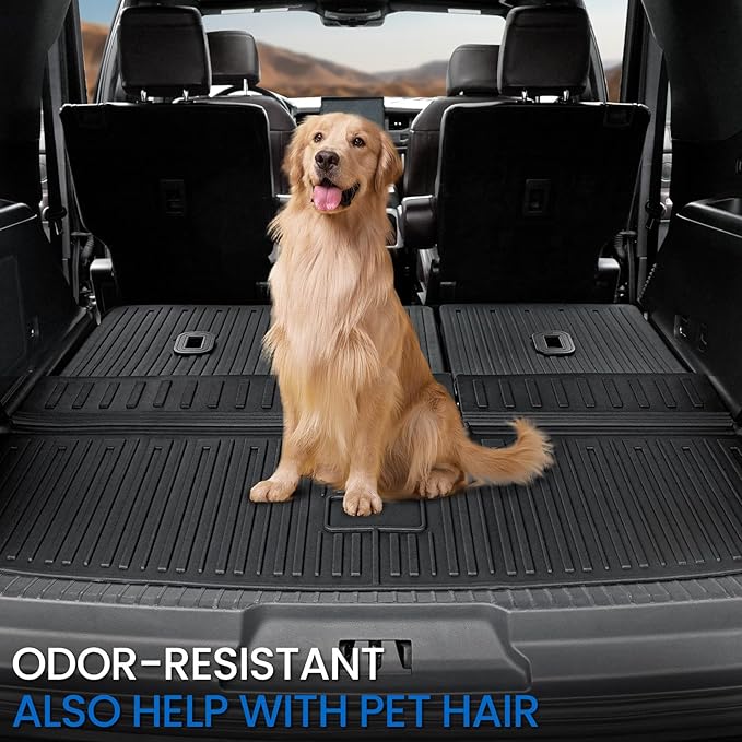 Cargo Mat Backrest Mats for 2018-2024 Ford Expedition/Lincoln Navigator 7/8 Seat(Not for Max or L Model) Accessories, All Weather Cargo Liner Seat Back Cover(Cargo Mat+3rd Row Backrest Mats)