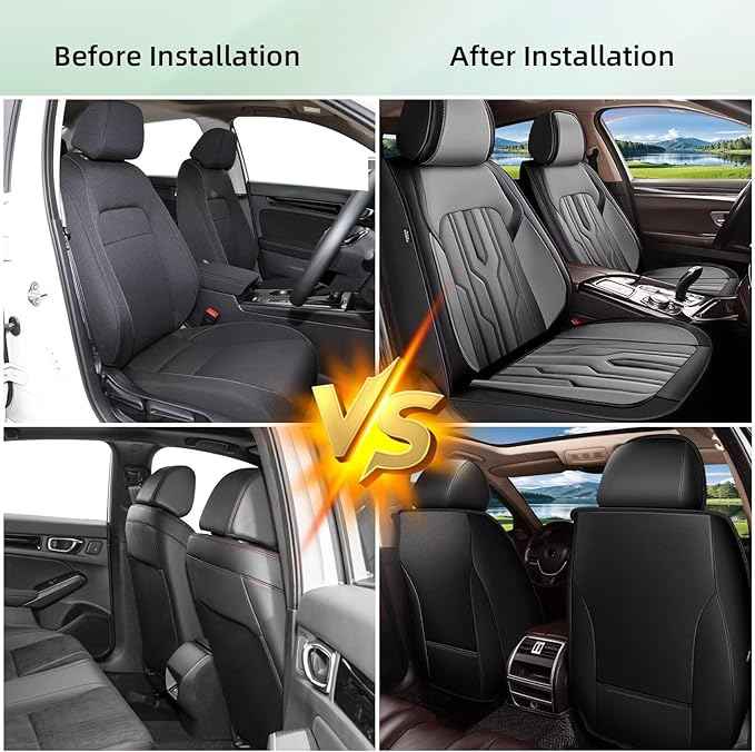 YORKNEIC Car Seat Covers Front Set fit for Jeep Grand Cherokee 2005-2025 2026, Leather Breathable Seat Covers Custom Fit Waterproof SUV Interior Protection Easy Install (2 Front Set, Black&Gray)