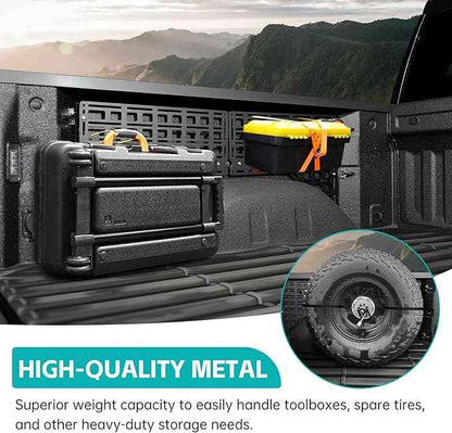 Side Truck Bed Molle Panel Rack System Compatible with 2019-2025 Chevy Silverado/GMC Sierra 1500 5.8FT Accessories Cargo Storage Organizer Tools Rack for 19-25 Chevrolet Silverado Accessories