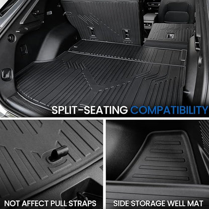Floor Mats & Cargo Mat with Backrest Mat for 2024-2026 Chevy Equinox EV, Door Sill Guards, Trunk Lower Mat, All Weather TPE Trunk Cargo Liner Car Mat Accessories for Chevrolet Equinox EV