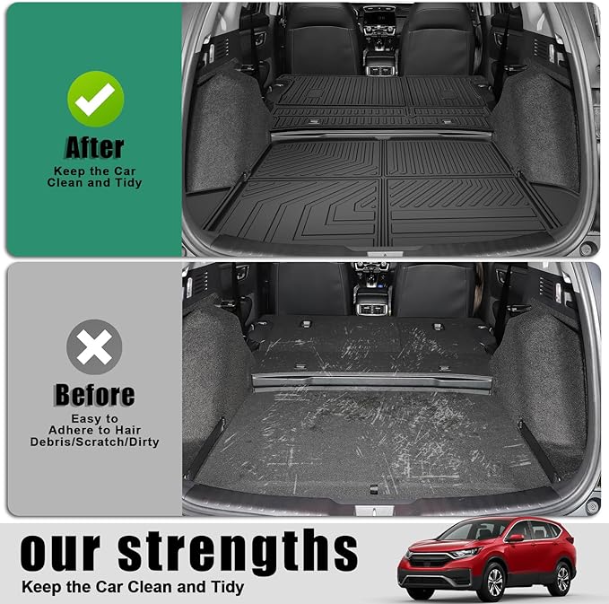 Floor Mats Fit for 2017-2022 Honda CRV(Not for Hybrid or Touring) - Custom Fit All Weather TPE Rubber Honda CR-V Accessories Floor Liners Cargo Liner Back Seat Cover Protector Full Sets