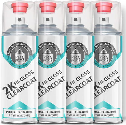 ERA Paints 2K High Gloss Automotive Clear Coat Spray/Aerosol Can – Professional Quality & Finish - Easy to Use – Best Value (4 pack)