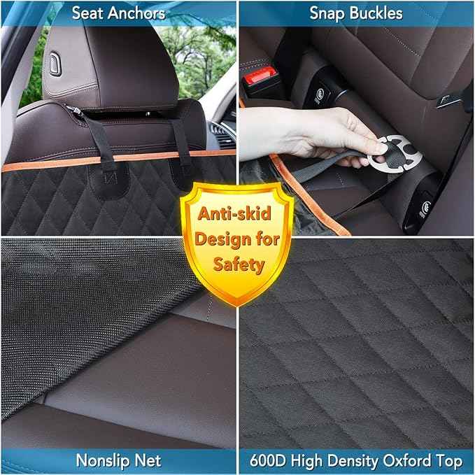 Dog Car Seat Cover Waterproof Non-Slip Hammock Back Seat Cover Heavy Duty Pet Seat Covers for Cars Trucks and SUVs