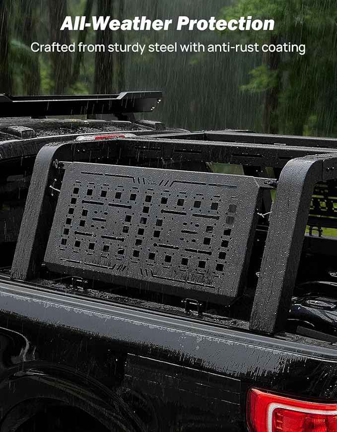 JOYTUTUS Full Size Truck Bed Rack, Overland Bed Racks for Trucks Compatible with F150 F250 F350 Silverado Sierra Ram, 24.6 Inch High Truck Bed Rack for Roof Top Tent, with Foldable Molle Panel