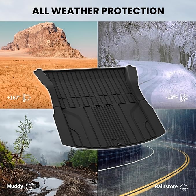 LASFIT Trunk Mat Trunk Liner for Tesla Model 3 Highland 2026 2025 2024, All Weather TPE Custom Fit Cargo Mat Cargo Liner Interiror Accessories, Black