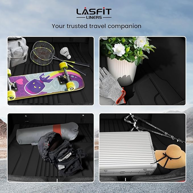 LASFIT Trunk Mat Trunk Liner for Tesla Model 3 Highland 2026 2025 2024, All Weather TPE Custom Fit Cargo Mat Cargo Liner Interiror Accessories, Black